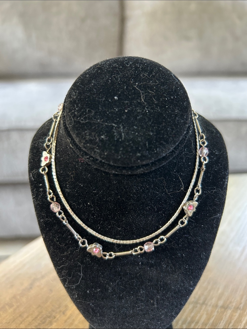 Vintage Delicate Pink Crystal Butterfly And Silver Chain Anklet Set